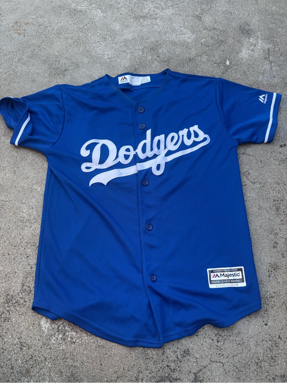 Majestic Los Angeles Dodgers Kids Blue Button-Up Jersey  M 10-12